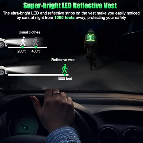 LED Reflective Vest for Running, Cycling & Walking - Adjustable & Rechargeable