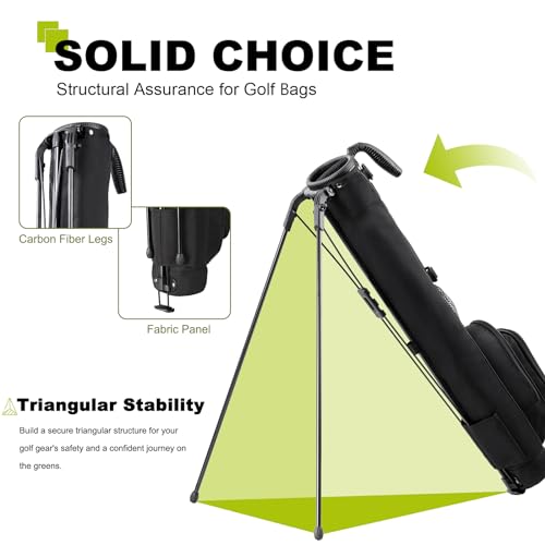 Lightweight Golf Stand Carry Bag - Durable Black Golf Bag, 31.5 Inches