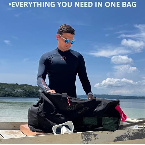 SolOcean Black Mesh Dive Bag 100L Packable Waterproof Duffel for Water Sports