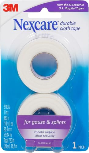 Durable Cloth Medical Tape, 1in x 10yds, 2 Rolls - Strong Adhesive for Wound Dressing