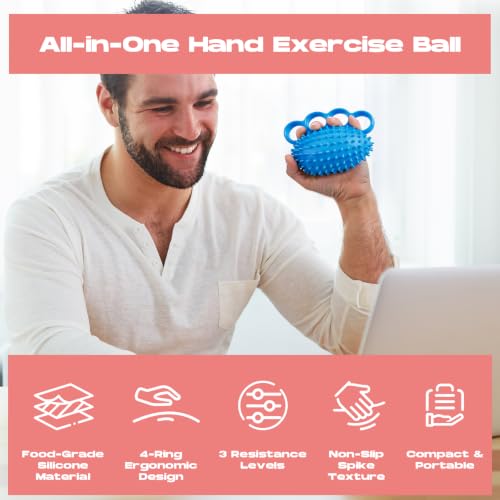 Hand Exercise Ball - Grip Strengthener & Stress Relief - Blue