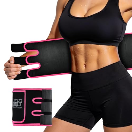 Waist Trainer for Women - Belly Sweat Band with Pocket - Medium Pink