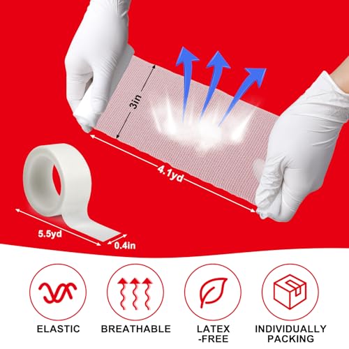 DMSKY 3 Inch x 4.1 Yards Gauze Rolls 60 Pack - Breathable Wound Bandage Wrap, Individually Wrapped Medical Gauze for First Aid, Vet & Mummy Wraps