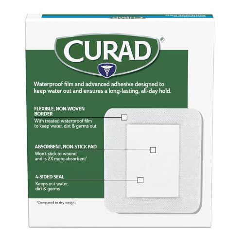 Waterproof Adhesive Wound Pads - 4 x 4 Inch Sterile Bandage - 8 Count
