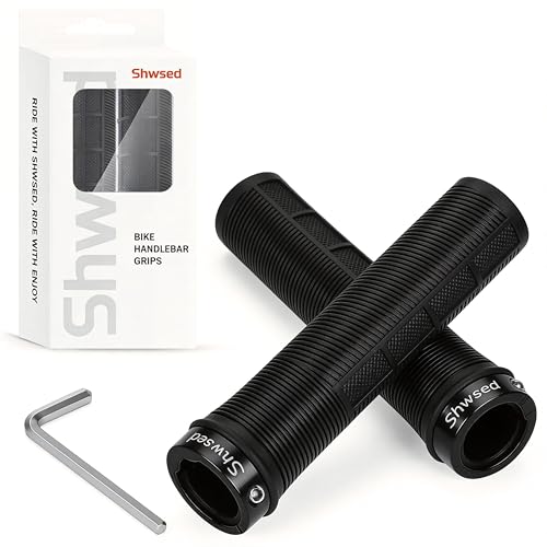 Shock-Absorbing MTB Bike Handlebar Grips - Lock-on TPE Rubber - Black