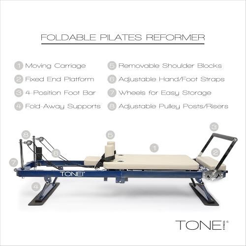 Foldable Pilates Reformer - Portable Home Workout Equipment with Adjustable Resistance Bands