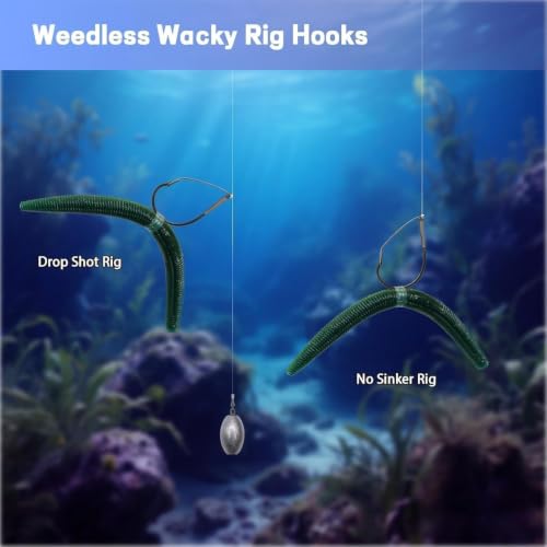 Weedless Wacky Rig Hooks - 25 Pack for Bass Fishing