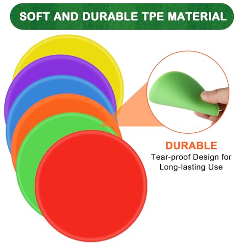 Poly Spot Markers for Gym Floor - 24 Pcs 6 Inch Non-Slip Dots