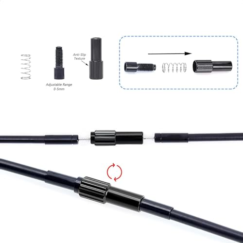5 Bike Cable Adjusters - Inline Tension Adjuster Screws, Black