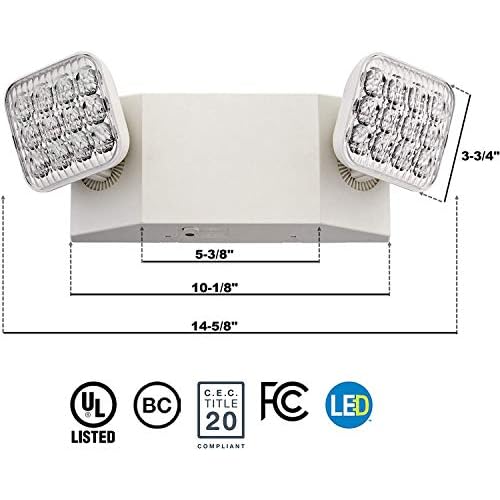 LED Emergency Lighting Fixtures with 2 LED Heads, Commercial Emergency Light with Battery Backup, UL 924 and CEC Qualified, 120-277 Voltage (1-Pack)¡¦