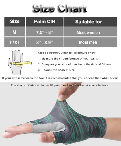 Fishing Gloves for Men & Women - Anti-Slip Padded Kayak Gloves, 3-Cut Fingers UV Protection - Green / Medium