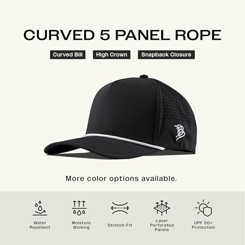 Branded Bills Moon Shot Golf Hat for Men - 5 Panel Curved Rope Cap, Heather Gray