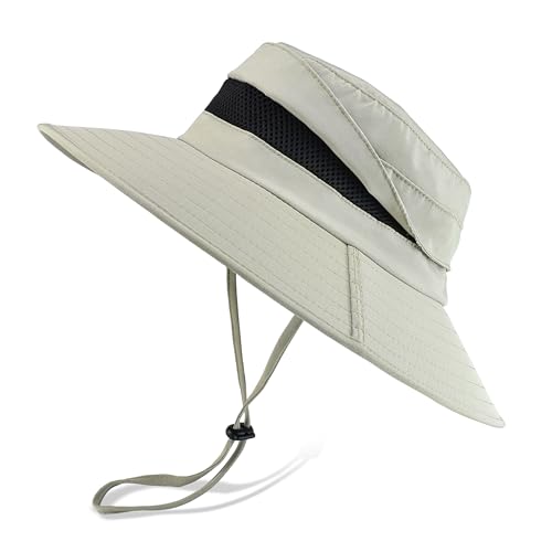Waterproof Wide Brim Boonie Hat - UPF 50+ Sun & Rain Protection - One Size, Beige