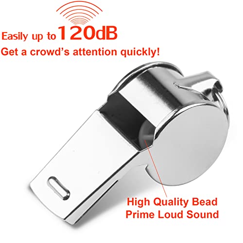 24 Pack Professional Stainless Steel Whistles with Lanyards - Loud & Durable
