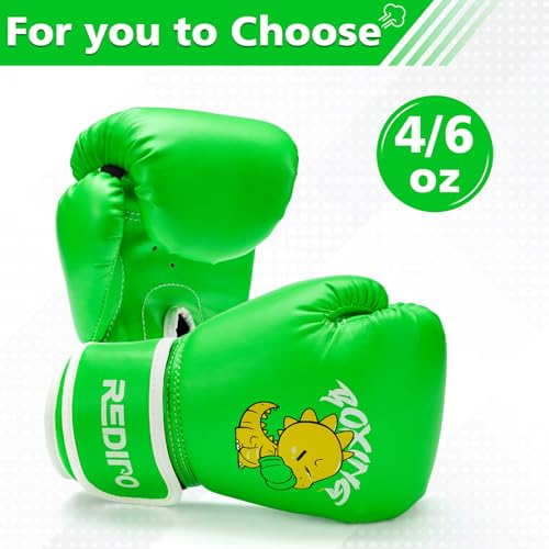 Kids Boxing Gloves - Youth Training Sparring Gloves 6OZ Green