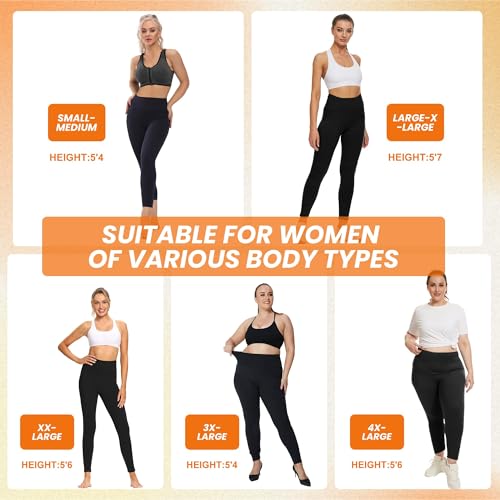 High Waisted Yoga Leggings for Women - Tummy Control Compression - Small-Medium, Black