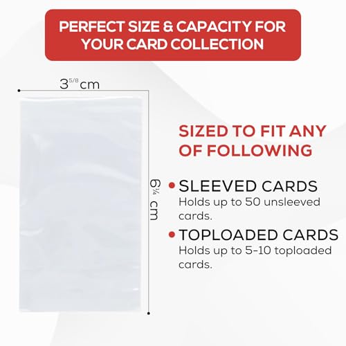 Resealable Trading Card Team Bags - 100 Pack Clear Card Sleeves for Storage