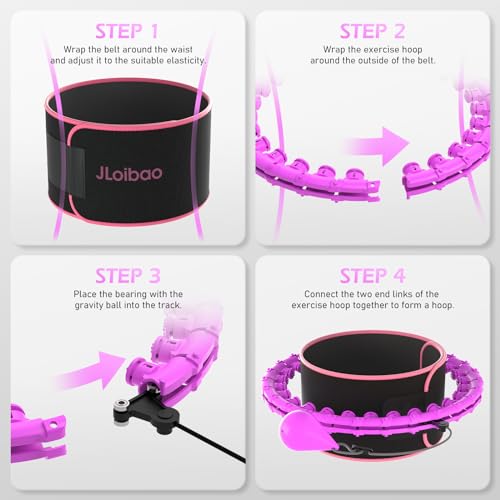 Weighted Hula Hoop for Adults - 51 Inch with 27 Links & Waist Trainer - Purple