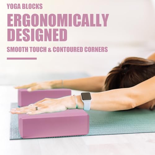 Yoga Blocks - 2 Pcs Foam Blocks for Meditation & Stretching - Pink