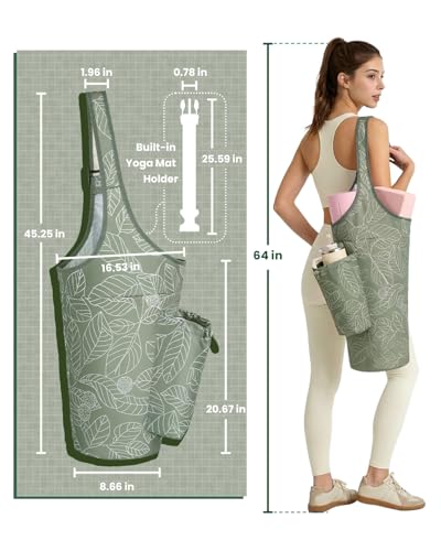 Yoga Mat Bag for Women - Sage Green | Water Bottle Pocket