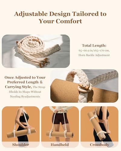 Boho Yoga Mat Strap - Adjustable Macrame Carrier with Beads