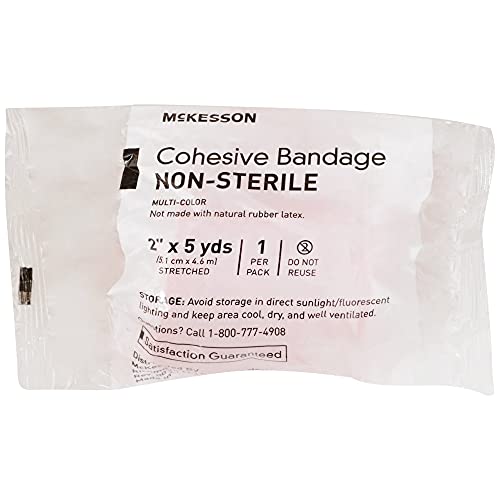 McKesson Elastic Cohesive Bandage 2 in Self-Adhesive, Non-Sterile, Blue/Red 1 ct