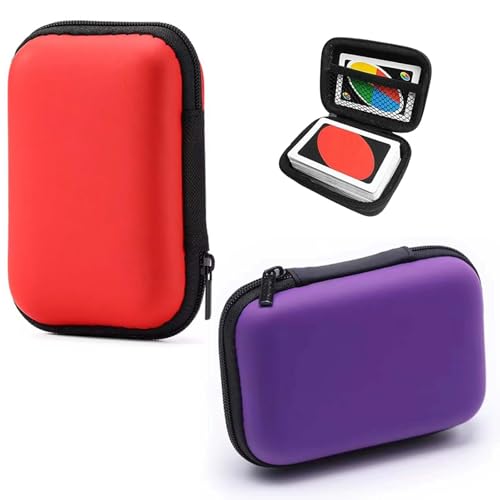 Waterproof Playing Card Case for UNO - 2 Pcs, Red+Purple