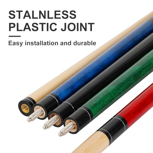 Premium Canadian Maple Pool Cue Stick Set - 58 Inch, 4 Colors