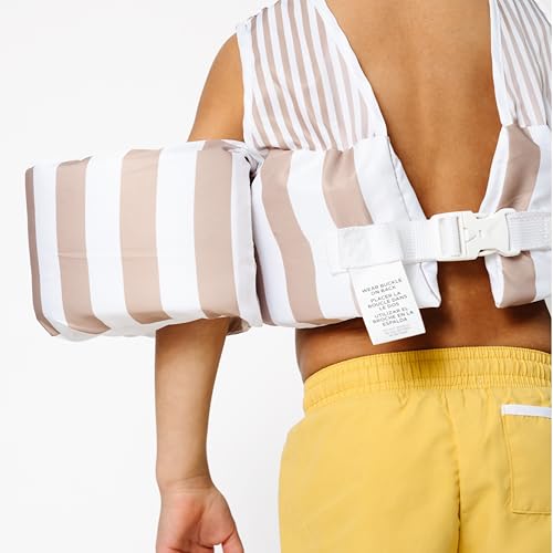 Toddler Life Vest with Colorblock Design - Tan Stripe, USCG Approved, Adjustable for Boys & Girls