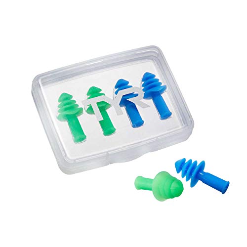 Ergo Flex Ear Plugs for Swimming - 4 Pack, Blue/Green