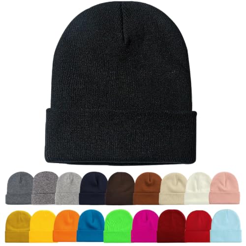 Slouchy Beanie Hat for Men & Women - Black, 1 Pack
