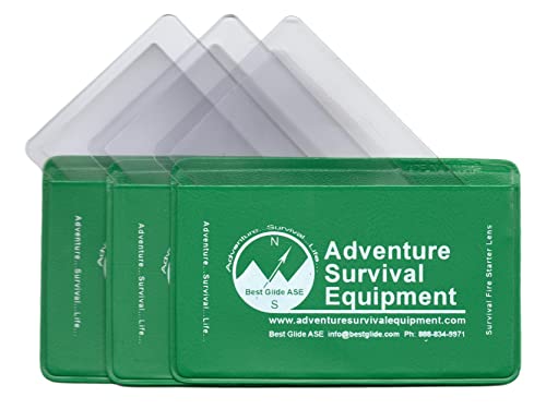 Credit Card Fresnel Lens Fire Starter and 4X Magnifier - 3 Pack - Green