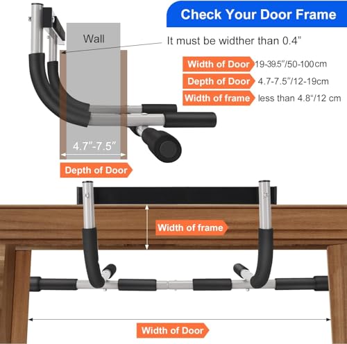 Heavy-Duty Doorway Pull Up Bar with Padded Grips for Home Gym