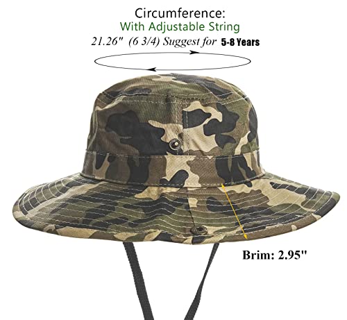 Kids Camouflage Sun Bucket Hat - 7-14 Years / Army Green