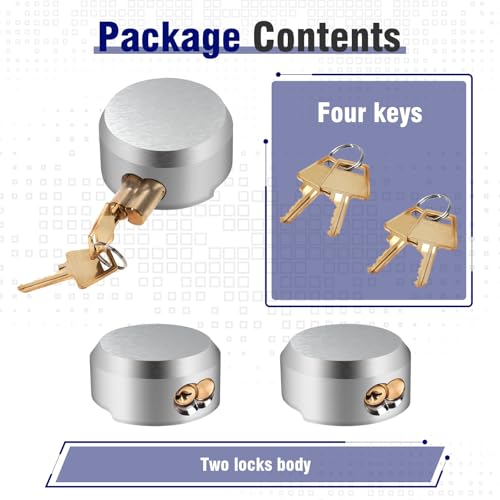 2 Pack of Heavy Duty Hidden Shackle Padlocks with Keyed Alike, Puck Locks, Puck Lock, Outdoor Padlock for Trailer Door Lock, Trucks & Vans (2-7/8 Inch)