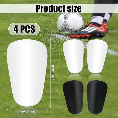 Mini Soccer Shin Guards - 4 Pack, Black & White, 8x5cm