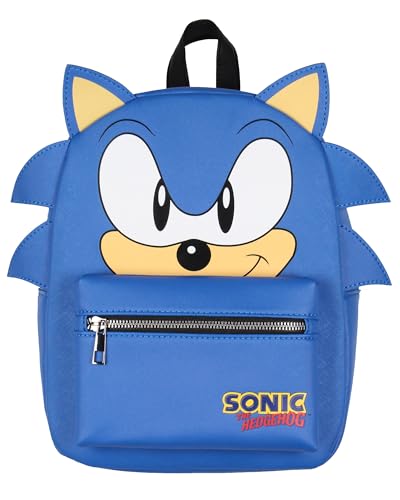 Sonic The Hedgehog 13-Inch Mini Faux Leather Backpack with 3-D Ears & Quills