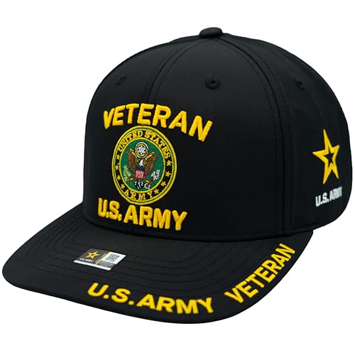 Black One Size Army Veteran Baseball Cap with Official Seal Patch - Men’s Gift