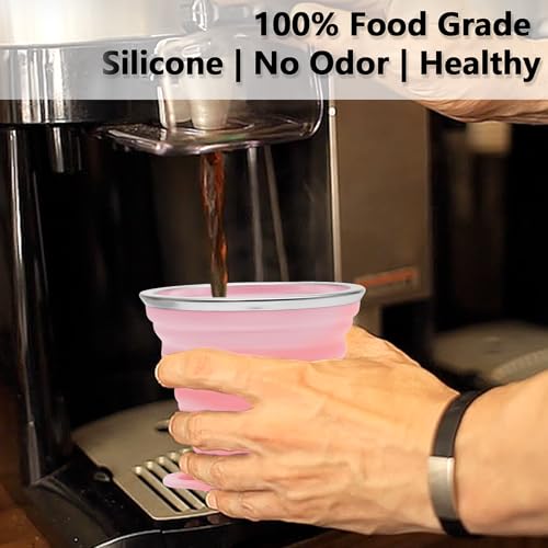 Collapsible Travel Cup 270ml - 2 Pack, Pink & Green Silicone