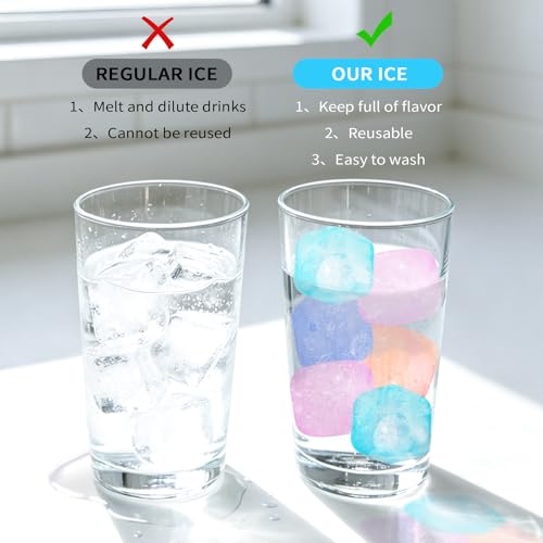 Color-Changing Reusable Ice Cubes for Coolers - 300 Pack, Square, BPA-Free, Non-Melting