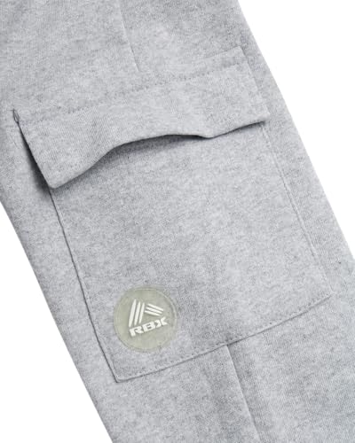 RBX Boys Sweatpants 2-Pack Soft Fleece Joggers Elastic Waist Pockets Light Grey Heather 14-16