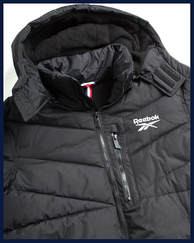 Reebok Men's Winter Puffer Jacket Small Black Insulated Hooded Coat