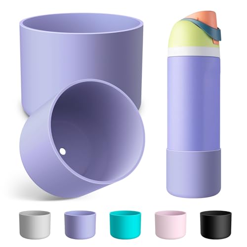 Silicone Water Bottle Boot - Anti-Slip Protector for Owala 24oz - Purple