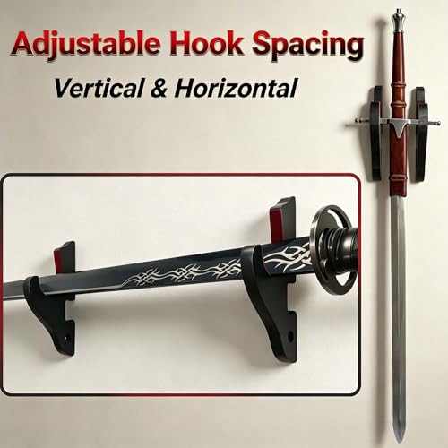 2/Set Sword Hook Wall Mount Samurai Hanger Display Holder Adjustable