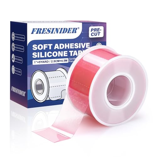 FRESINIDER Silicone Tape 1" x 5 Yard Pink 1 Roll for Sensitive Skin,