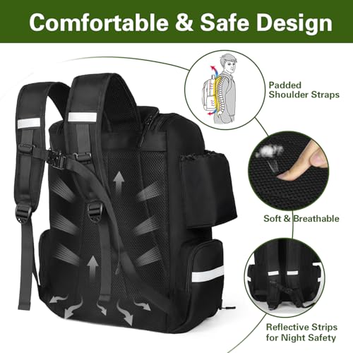 Shupaii Fishing Backpack with Rod Holders 45L Tackle Storage Bag - Black