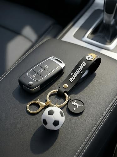 Soccer Keychain Gift Set - 2pcs with 3D Ball & Player Charms