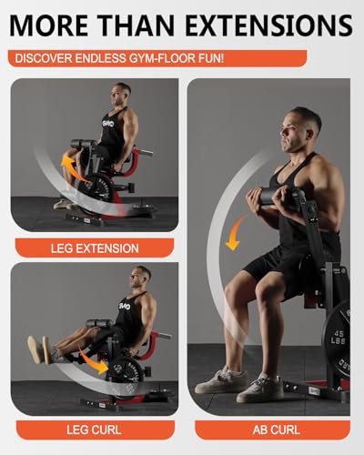 Leg Extension and Curl Machine - Adjustable Lower Body Bench - Red LE02
