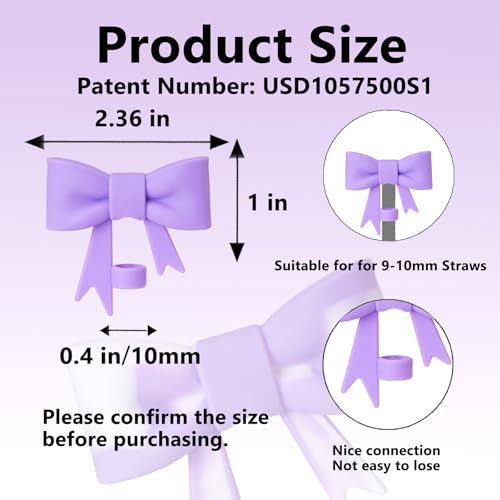 Silicone Tumbler Accessory Set with Bow Straw Cover & Boot - Purple