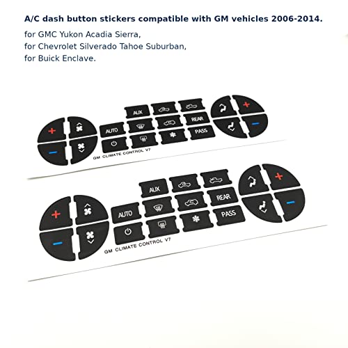 AC Dash Button Repair Sticker Kit - 2006-2014 GM Vehicles, 2 Pcs (AC19 x2)